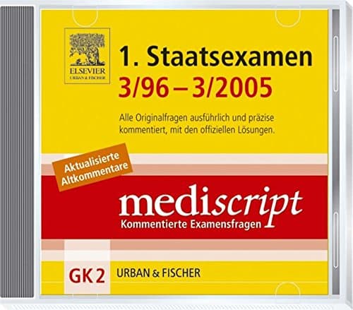 Mediscript Kommentierte Examensfragen GK 2 CD-ROMs : 1. Staatsexamen 3/96-3/2005 1 CD-ROM Alle Originalfragen ausführlich und präzise kommentiert mit den offiziellen Lösungen. Für Windows NT 2000 XP. Aktualisierte Altkommentare. Dieses Produkt ist