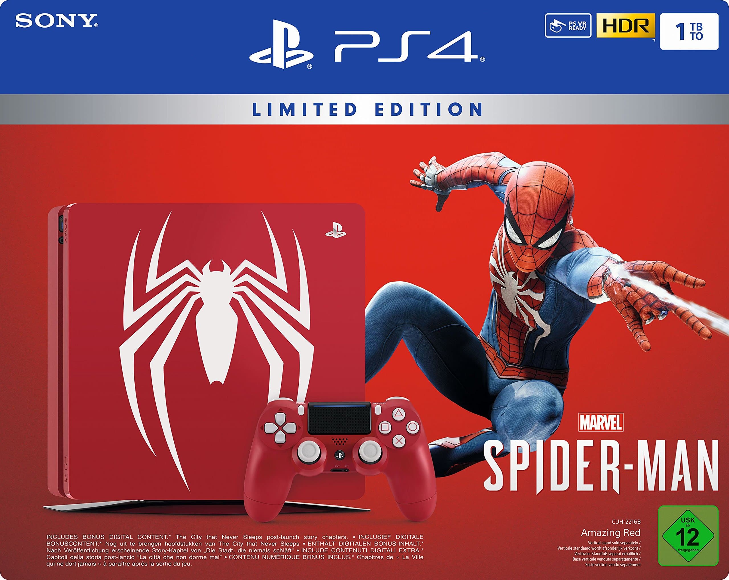 Sony PlayStation 4 1TB Spider-Man Limited Edition [inkl. Marvel's Spider-Man + 1 DualShock Controller] rot