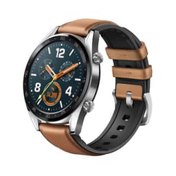 Huawei Watch GT [inkl. Lederarmband braun] 465mm Edelstahlgehäuse silber