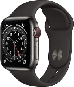 Apple Watch Series 6 [GPS + Cellular inkl. Sportarmband schwarz] 40mm Edelstahlgehäuse graphit