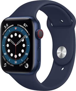 Apple Watch Series 6 [GPS + Cellular inkl. Sportarmband dunkelmarine] 44mm Aluminiumgehäuse blau