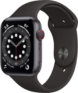 Apple Watch Series 6 [GPS + Cellular inkl. Sportarmband schwarz] 44mm Aluminiumgehäuse spacegrau