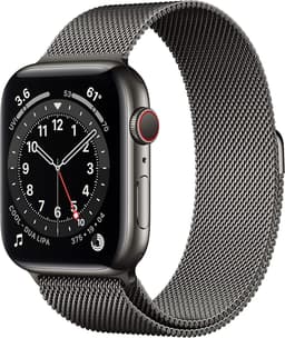 Apple Watch Series 6 [GPS + Cellular inkl. Milanaise-Armband graphit] 44mm Edelstahlgehäuse graphit