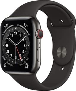 Apple Watch Series 6 [GPS + Cellular inkl. Sportarmband schwarz] 44mm Edelstahlgehäuse graphit