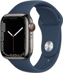 Apple Watch Series 7 [GPS + Cellular inkl. Sportarmband abyssblau] 41mm Edelstahlgehäuse graphit
