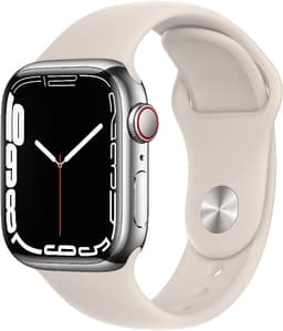 Apple Watch Series 7 [GPS + Cellular inkl. Sportarmband polarstern] 41mm Edelstahlgehäuse silber