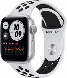 Apple Watch Nike+ Series 6 [GPS inkl. Sportarmband platin/schwarz] 40mm Aluminiumgehäuse silber