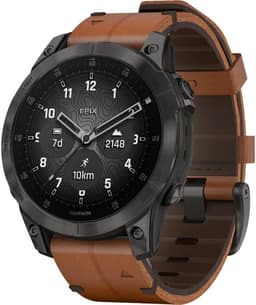 Garmin epix 2 Sapphire [inkl. Lederarmband braun] 47mm Titangehäuse schwarz