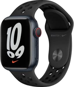 Apple Watch Nike Series 7 [GPS + Cellular inkl. Sportarmband anthrazit/schwarz] 41mm Aluminiumgehäuse mitternacht