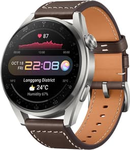 Huawei Watch 3 Pro Classic [inkl. Lederarmband braun] 49mm Titangehäuse silber