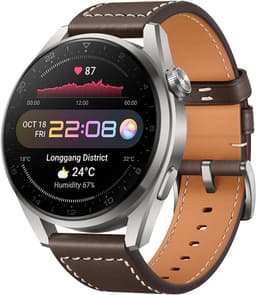 Huawei Watch 3 Pro Classic [inkl. Lederarmband braun] 49mm Titangehäuse silber