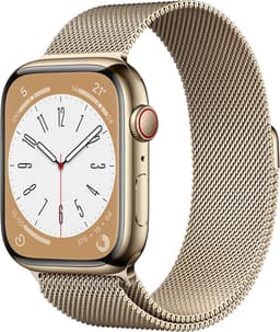 Apple Watch Series 8 [GPS + Cellular inkl. Milanaise-Armband gold] 45mm Edelstahlgehäuse gold