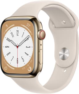 Apple Watch Series 8 [GPS + Cellular inkl. Sportarmband polarstern] 45mm Edelstahlgehäuse gold