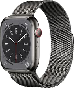 Apple Watch Series 8 [GPS + Cellular inkl. Milanaise-Armband graphit] 45mm Edelstahlgehäuse graphit