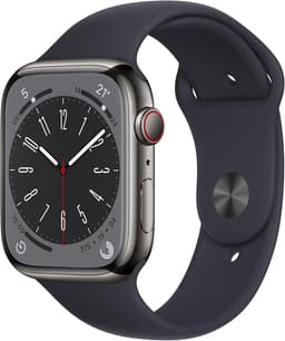 Apple Watch Series 8 [GPS + Cellular inkl. Sportarmband mitternacht] 45mm Edelstahlgehäuse graphit