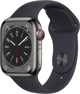 Apple Watch Series 8 [GPS + Cellular inkl. Sportarmband mitternacht] 41mm Edelstahlgehäuse graphit