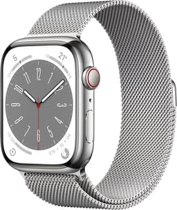 Apple Watch Series 8 [GPS + Cellular inkl. Milanaise-Armband silber] 45mm Edelstahlgehäuse silber