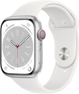 Apple Watch Series 8 [GPS + Cellular inkl. Sportarmband weiß] 45mm Aluminiumgehäuse silber