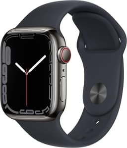 Apple Watch Series 7 [GPS + Cellular inkl. Sportarmband mitternacht] 41mm Edelstahlgehäuse graphit