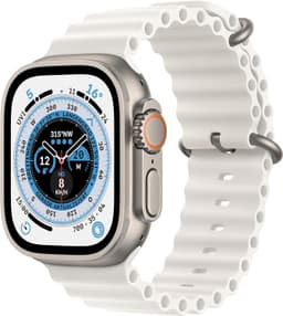 Apple Watch Ultra [GPS + Cellular inkl. Ocean Armband weiß] Titangehäuse silber