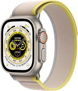Apple Watch Ultra [GPS + Cellular inkl. Nylon Trail Loop M/L gelb/beige] Titangehäuse silber