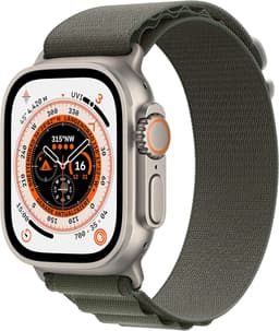 Apple Watch Ultra [GPS + Cellular inkl. Polyester Alpine Loop M grün] Titangehäuse silber