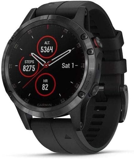 Garmin Fenix 5 Plus Saphir [inkl. Silikonarmband schwarz] 47mm Edelstahlgehäuse schwarz