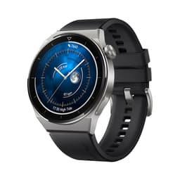 Huawei Watch GT 3 Pro [inkl. Kunststoffarmband schwarz] 46mm Titangehäuse silber/grau