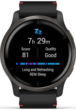 Garmin Venu 2 [inkl. Leder Armband schwarz] 45mm Edelstahlgehäuse schwarz