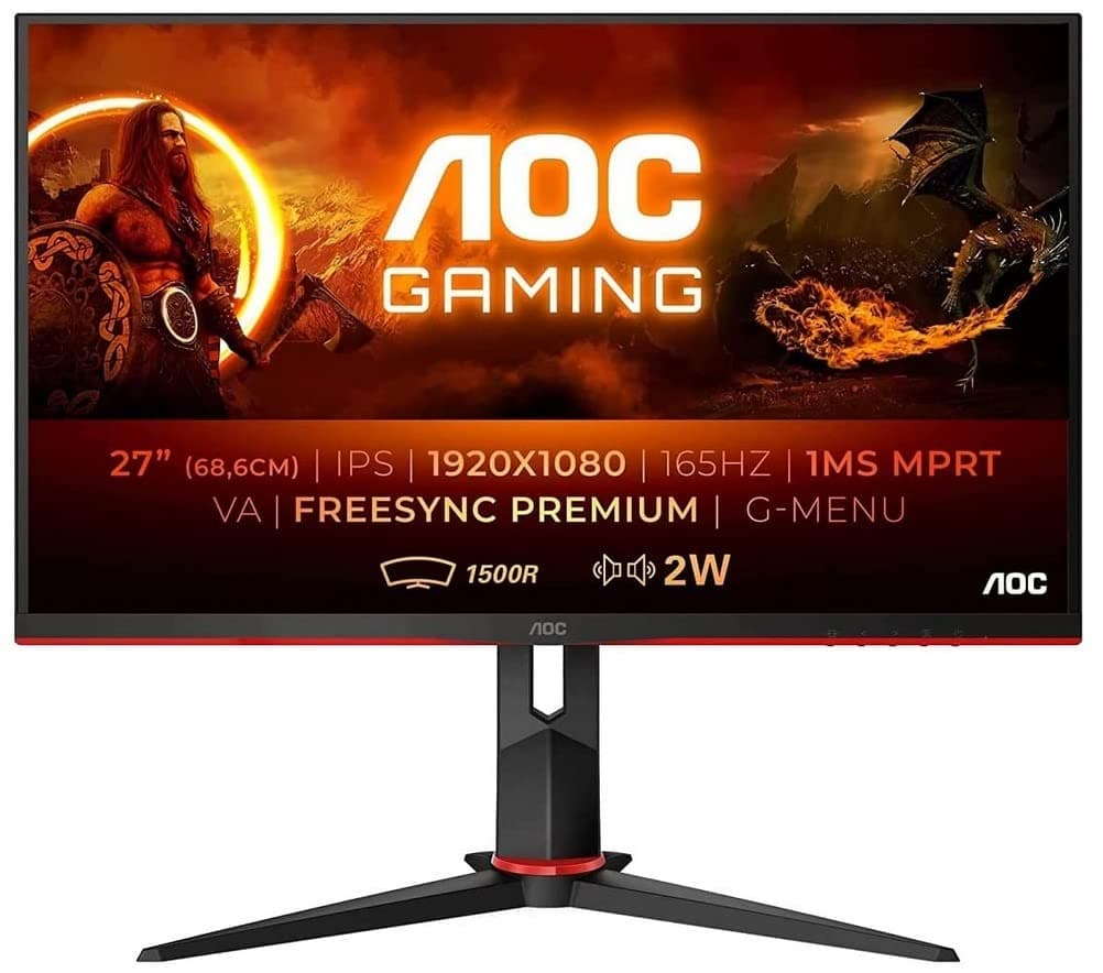 AOC Gaming C27G2AE/BK [27" Curved1.920x1.080 165Hz VGA 2x HDMI DisplayPort 1ms Reaktionszeit] schwarz