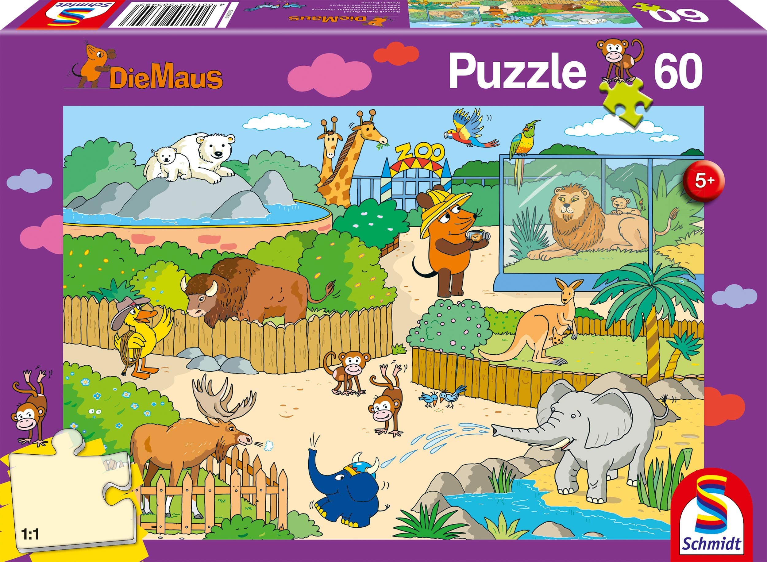 Schmidt Puzzle 56349 - Die Maus im Zoo [60 Teile]