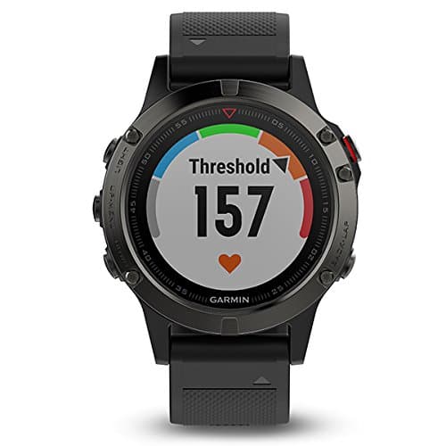 Garmin Fenix 5 Saphir [inkl. Silikonarmband schwarz] 47mm Edelstahlgehäuse schwarz