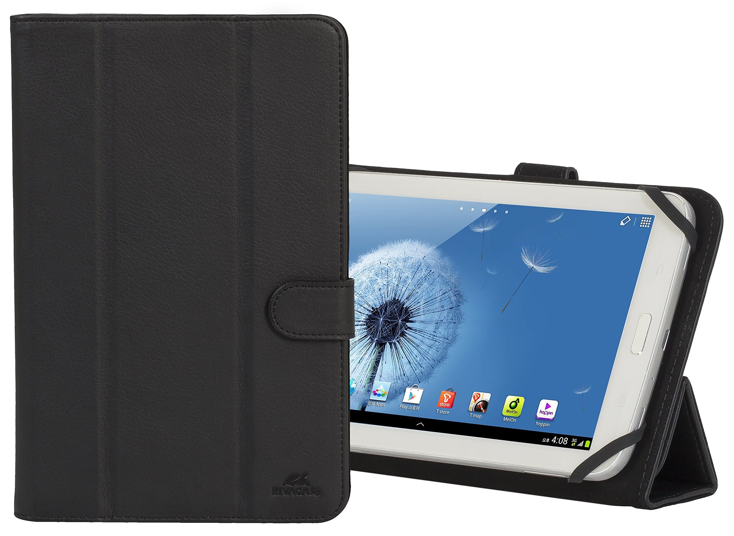 RIVACASE Universal Case für Tablets bis 7? ? Schöne Tasche mit Silikon-Montagesystem und Standfunktion durch Magnetclip - Schwarz
