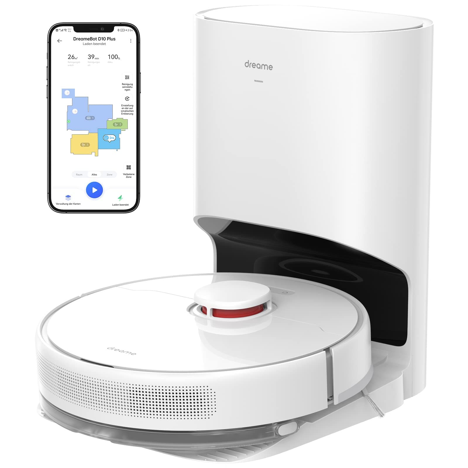 Dreame D10 Plus Saug-/Wischroboter [150min 055 Liter 40 Watt] weiß inkl. Absaugsation