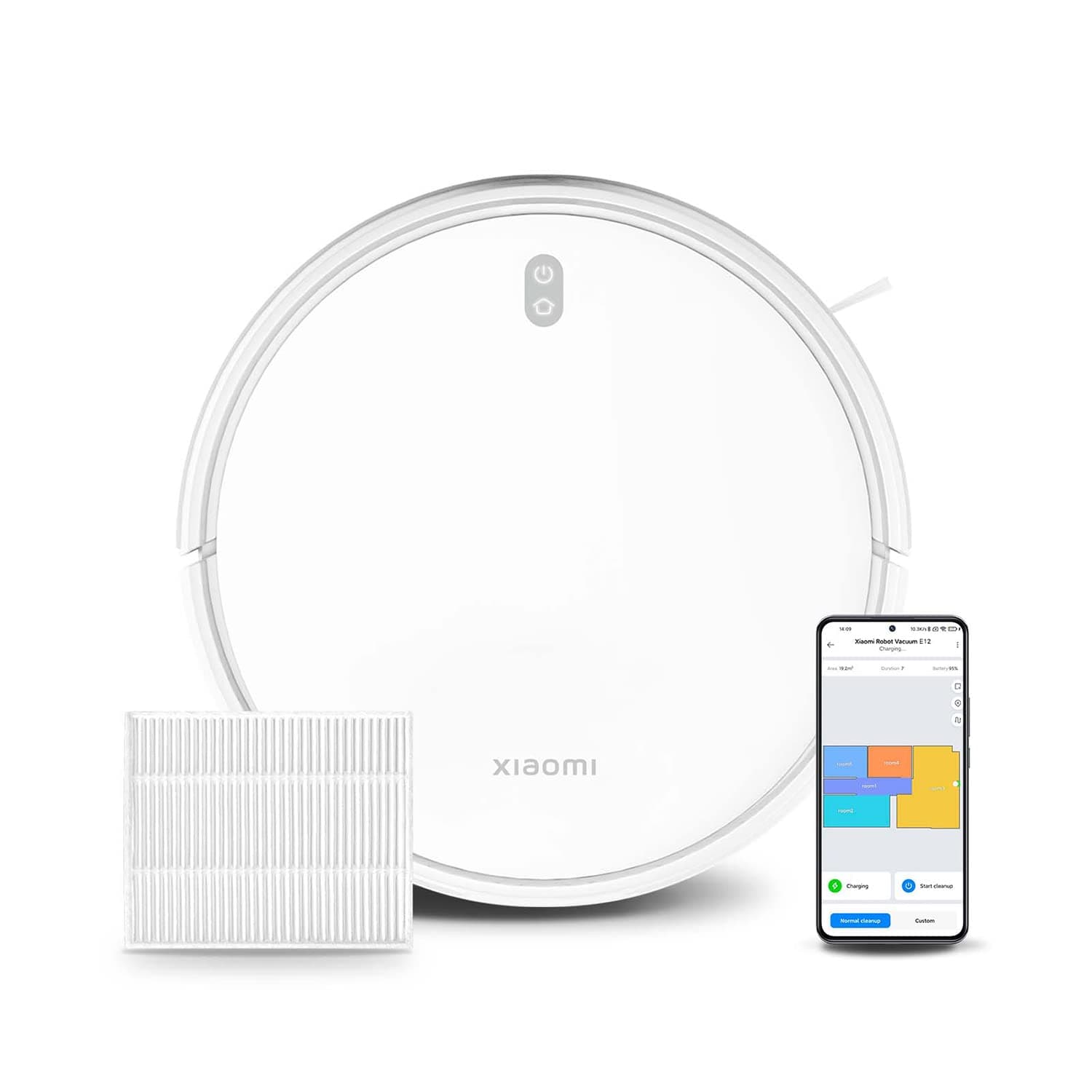 Xiaomi Robot Vacuum E12 Saug-/Wischroboter [110min 04 Liter Staubbehälter 02 Liter Wasserbehälter 4000Pa] weiß