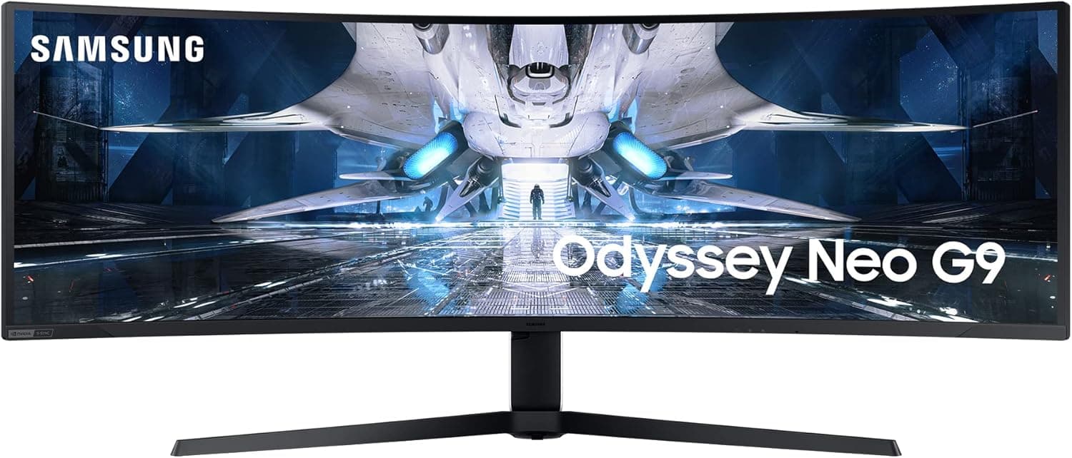 Samsung Odyssey Neo G9 G95NA (2023) [49'' Curved 5K DQHD VA QLED 240Hz 2x HDMI DisplayPort 1ms Reaktionszeit] schwarz/weiß