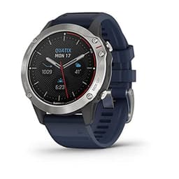 Garmin quatix 6 [inkl. Silikonarmband blau] 47mm Edelstahlgehäuse silber graugrau