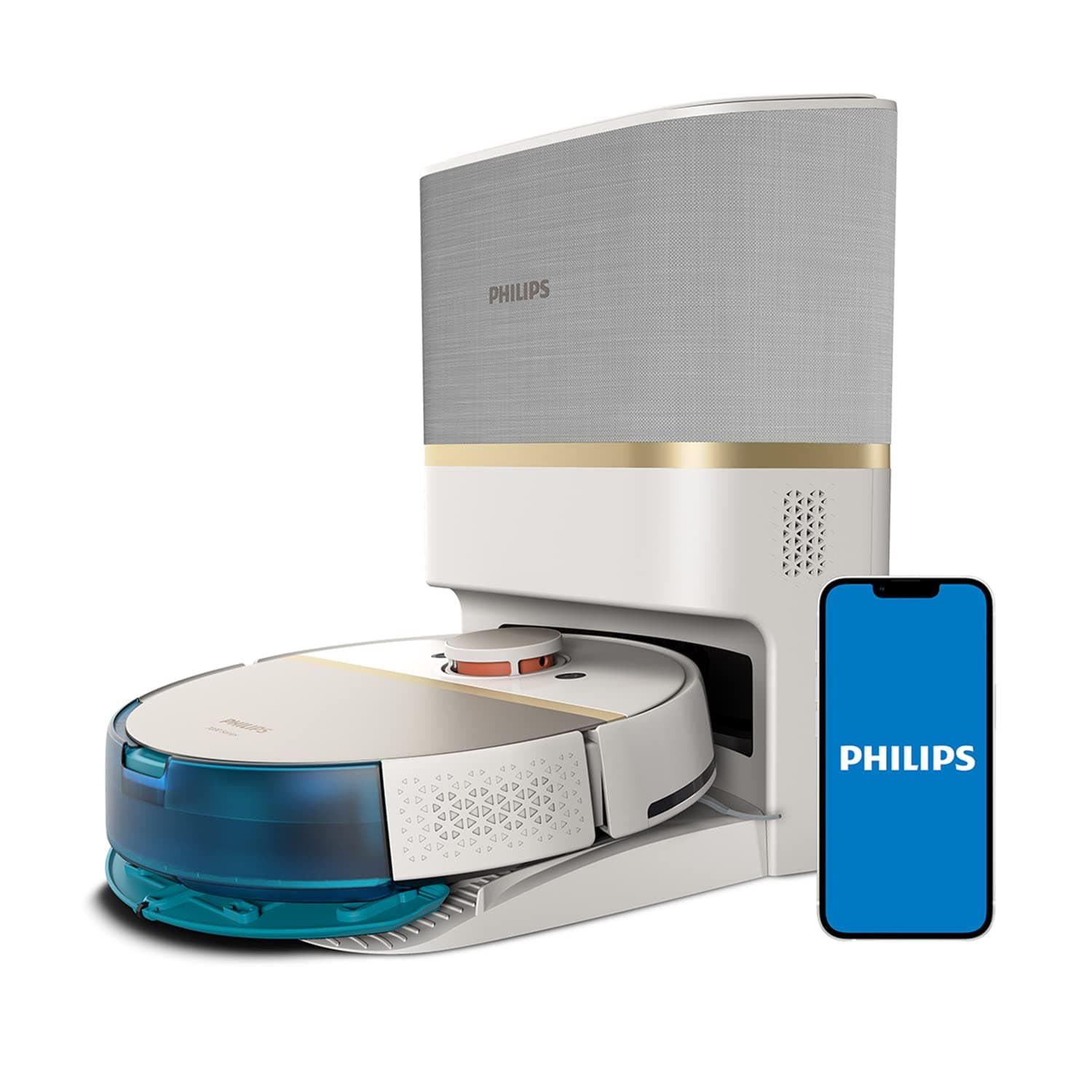 Philips XU7100/01 HomeRun 7000 Series Aqua Saug-/Wischroboter [85 Minuten 024 Liter nass 026 Liter trocken] schwarz inkl. Absaugstation
