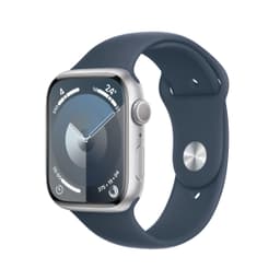 Apple Watch Series 9 [GPS inkl. Sportarmband S/M sturmblau] 45mm Aluminiumgehäuse silber