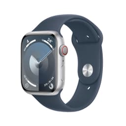 Apple Watch Series 9 [GPS + Cellular inkl. Sportarmband S/M sturmblau] 45mm Aluminiumgehäuse silber