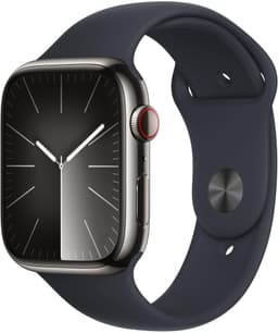 Apple Watch Series 9 [GPS + Cellular inkl. Sportarmband S/M mitternacht] 45mm Edelstahlgehäuse graphit