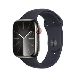 Apple Watch Series 9 [GPS + Cellular inkl. Sportarmband M/L mitternacht] 45mm Edelstahlgehäuse graphit
