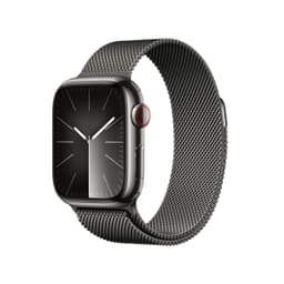Apple Watch Series 9 [GPS + Cellular inkl. Milanaise Armband graphit] 41mm Edelstahlgehäuse graphit