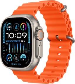 Apple Watch Ultra 2 [GPS + Cellular inkl. Ocean Armband orange] Titangehäuse silber