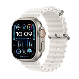 Apple Watch Ultra 2 [GPS + Cellular inkl. Ocean Armband weiß] Titangehäuse silber