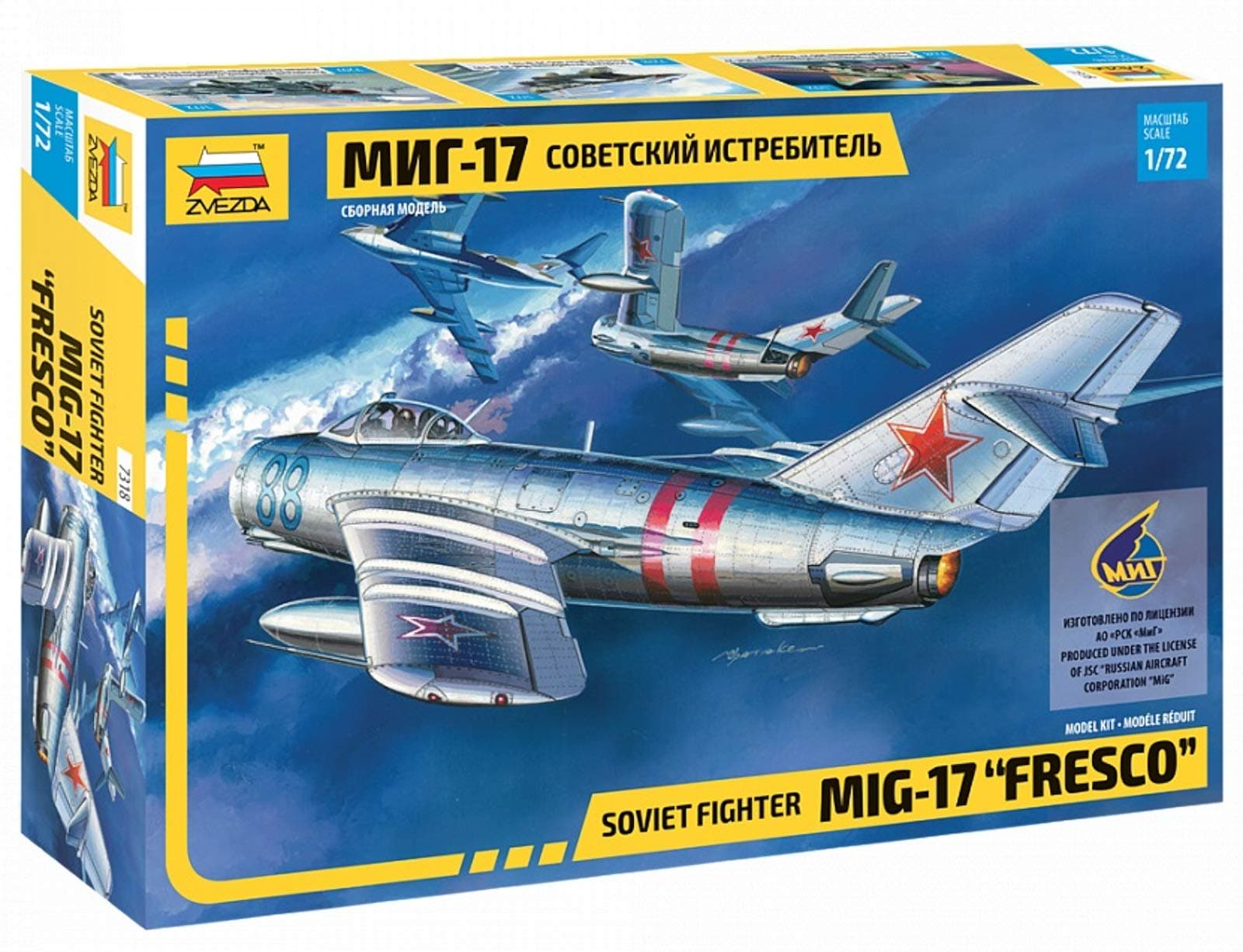 Zvezda 7318 500787318-1:72 MIG-17 Fresco Soviet Fighter-Plastikbausatz-Modellbausatz-Zusammenbauen-Bausatz-für Einsteiger-detailliert unlackiert