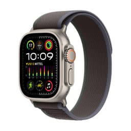 Apple Watch Ultra 2 [GPS + Cellular inkl. Nylon Trail Loop M/L blau/schwarz] Titangehäuse silber