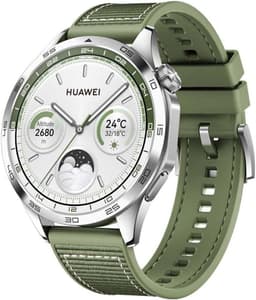 Huawei Watch GT 4 [inkl. Nylonarmband grün] 46mm Minerglasgehäuse silber