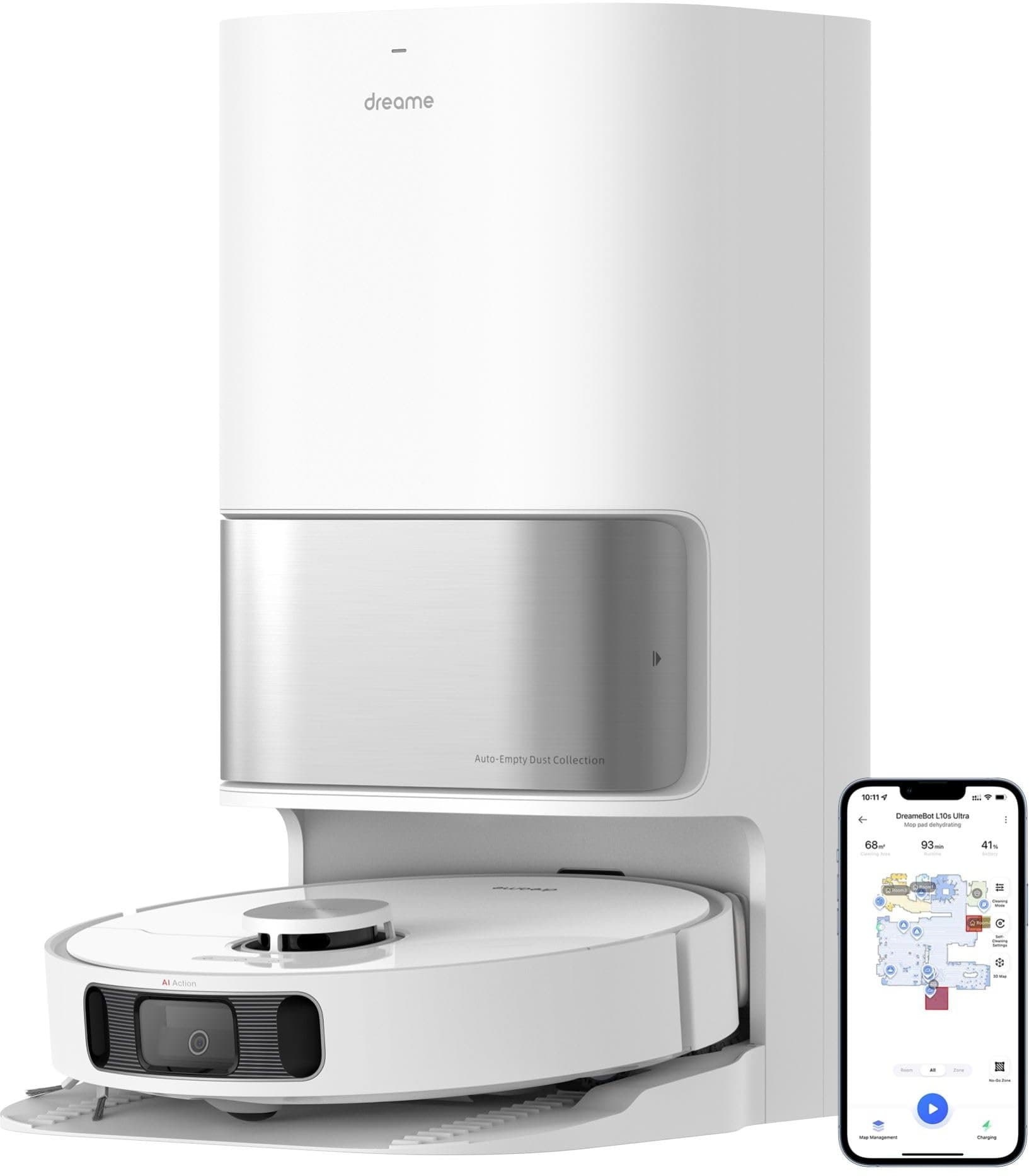Dreame Bot L10s Ultra Saug- & Wischroboter [ 210 Minuten 350ml + 80ml 55Watt inkl. Absaugstation] weiß