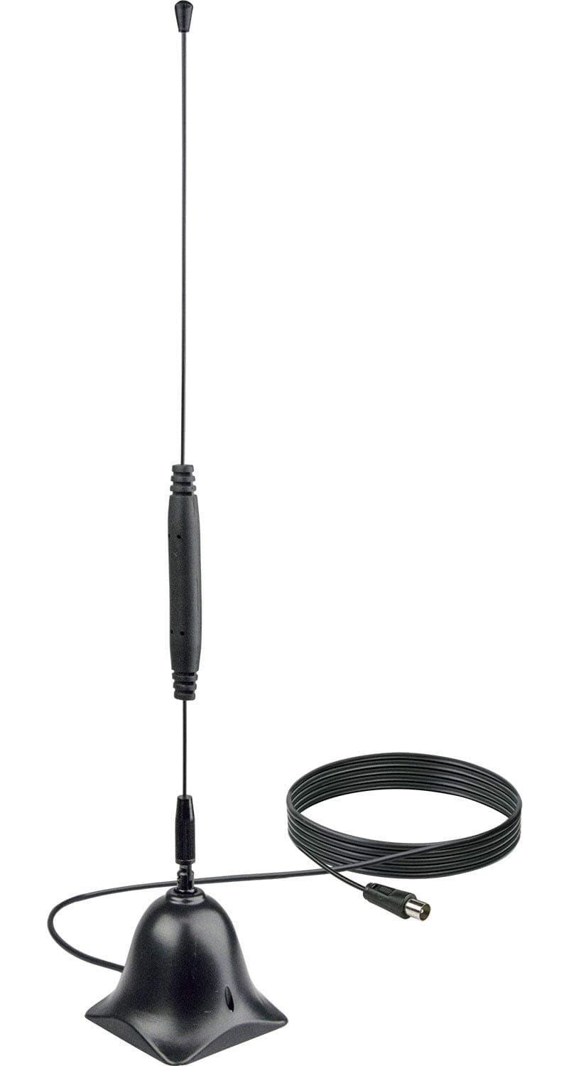 Schwaiger ANT02DTA 031 max. 35dB DVB-T/DVB-T2 digitale Stabantenne/Zimmerantenne (TV/PC) stabiler Standfuß empfängt FM und DAB+ Bereich inkl. Antennenkabel (VHF/UHF)